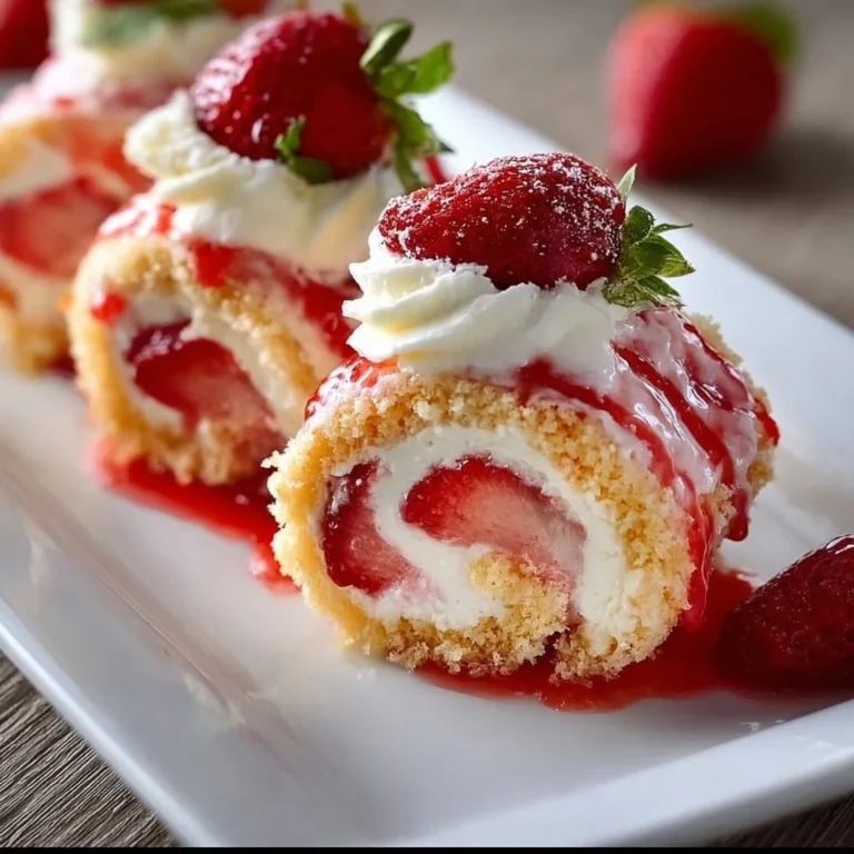 Strawberry Shortcake Cheesecake Rolls topped with fresh strawberries and whipped cream