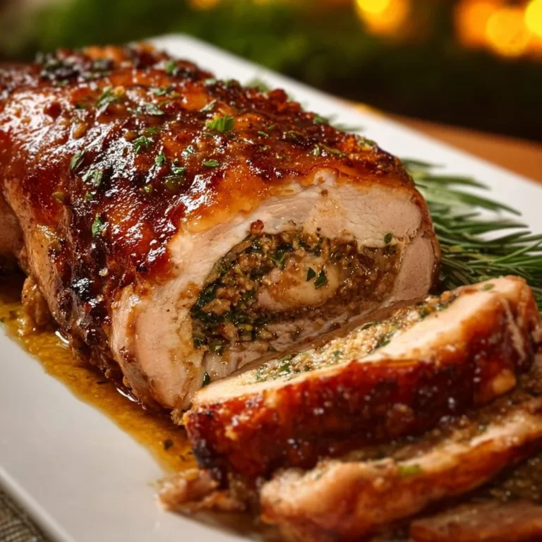 Juicy stuffed pork roast, perfect for special occasions and gatherings