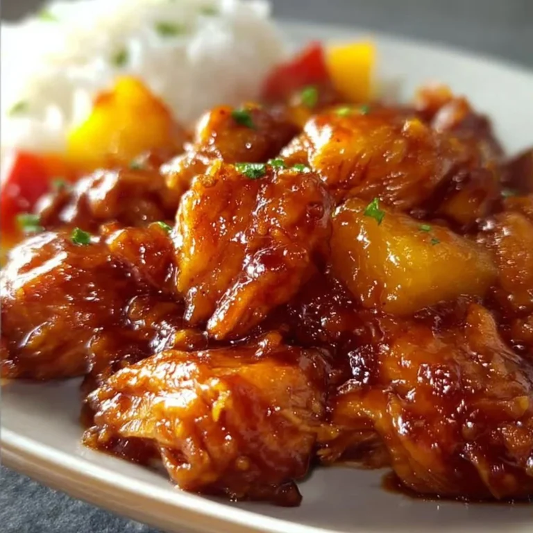Delicious Sweet Hawaiian Crock Pot Chicken dish served with rice and pineapple