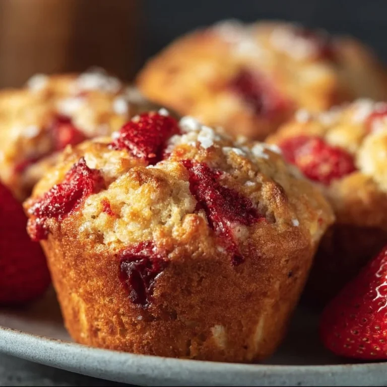 Wholesome almond flour strawberry muffins fresh out of the oven